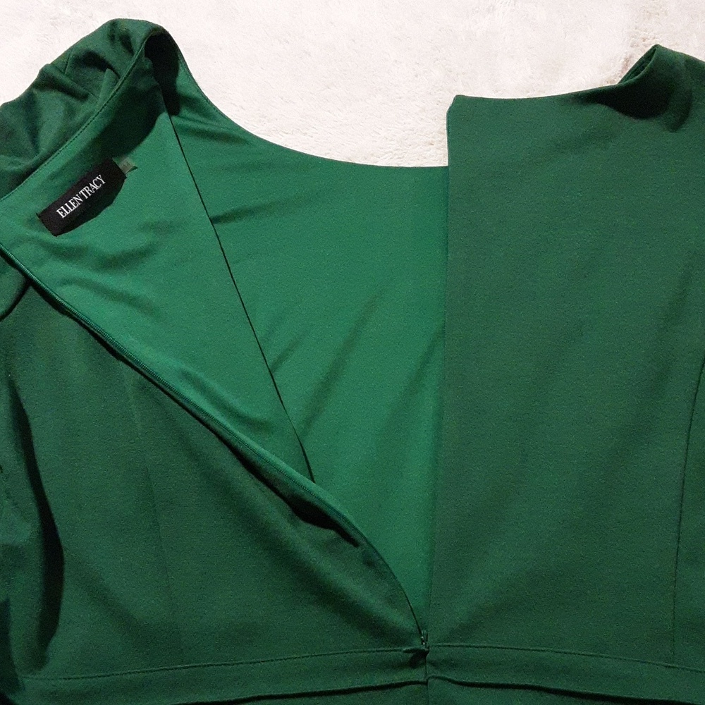 Ellen Tracy Forest Green Long Sleeve Dress Size 14. - Picture 11 of 12
